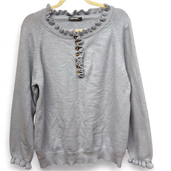 BTFBM Sweaters - Grey long sleeve sweater with ruffle details